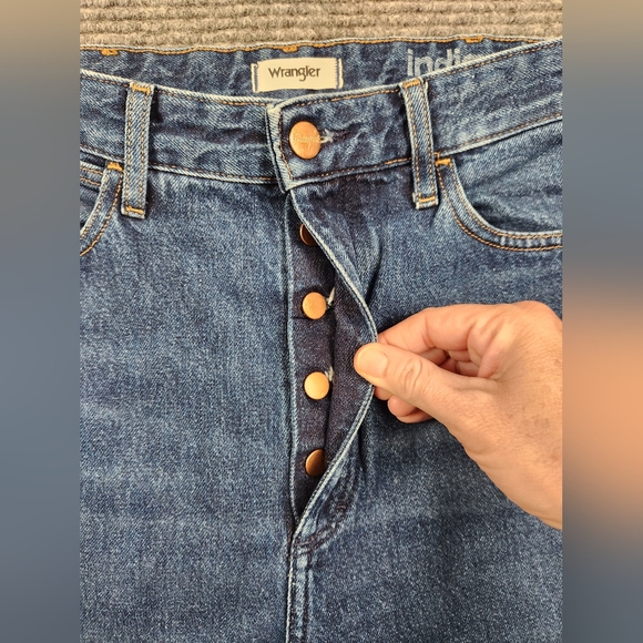 Wrangler Wanderer Flare Jeans Womens Sz 29x34 Blue High Rise Indigood Western - Picture 4 of 16